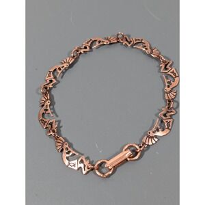 Vintage Solid Copper Kachina Dancer Chain Bracelet 8 in‎ Tribal Native Style